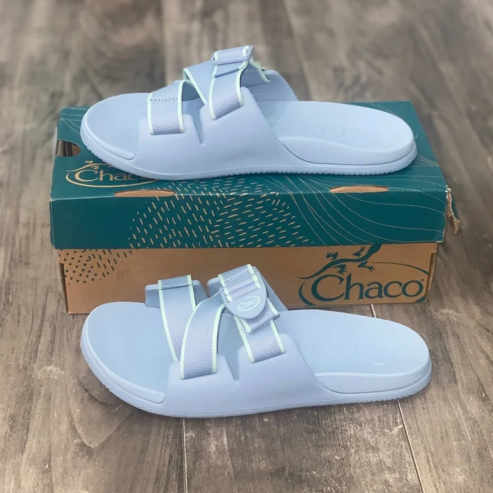 Chaco Chillos Slide Sandal Light Blue Womens 8 LUVSEAT Arch Support Casual Sport - Picture 2 of 9